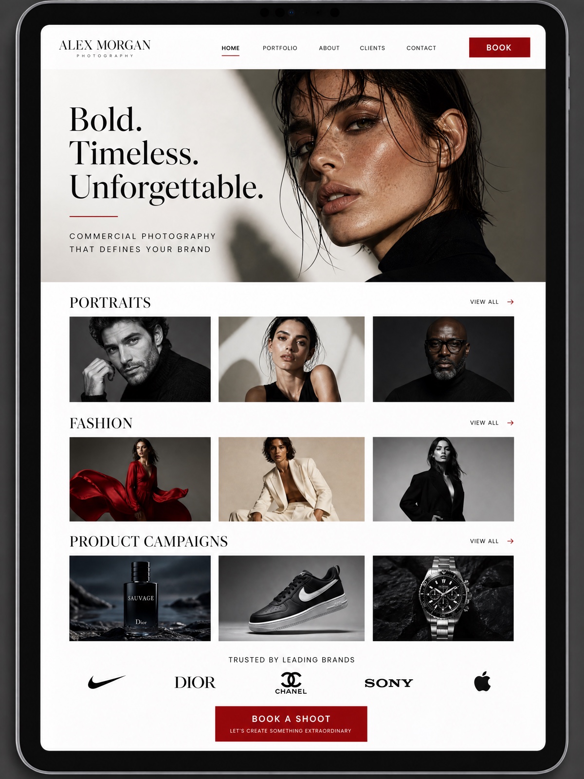 Portfolio page mockup